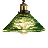 Vintage Green Clear Glass Cone Ceiling Pendant Light Image - 10