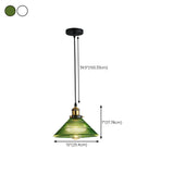 Vintage Green Clear Glass Cone Ceiling Pendant Light #size