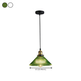 Vintage Green Clear Glass Cone Ceiling Pendant Light Image - 12