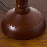 Vintage Green Glass Shade Wood Base Banker Table Lamp Image - 10