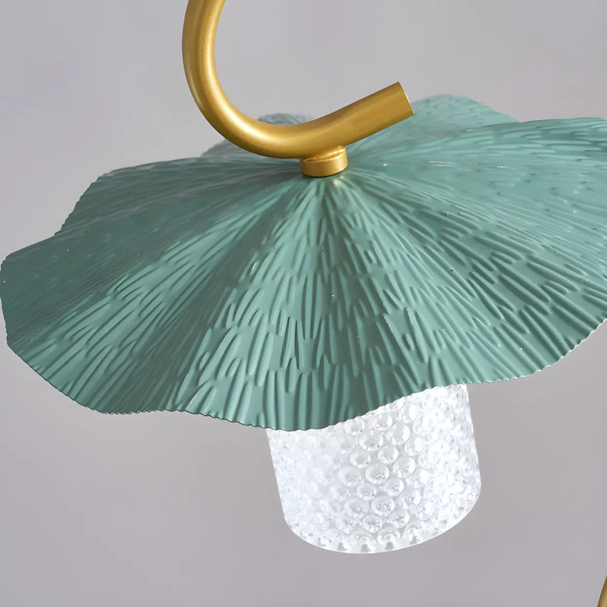 Vintage Green Lotus Leaf Metal LED Floor Lamp Image - 10
