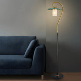 Vintage Green Lotus Leaf Metal LED Floor Lamp Image - 3