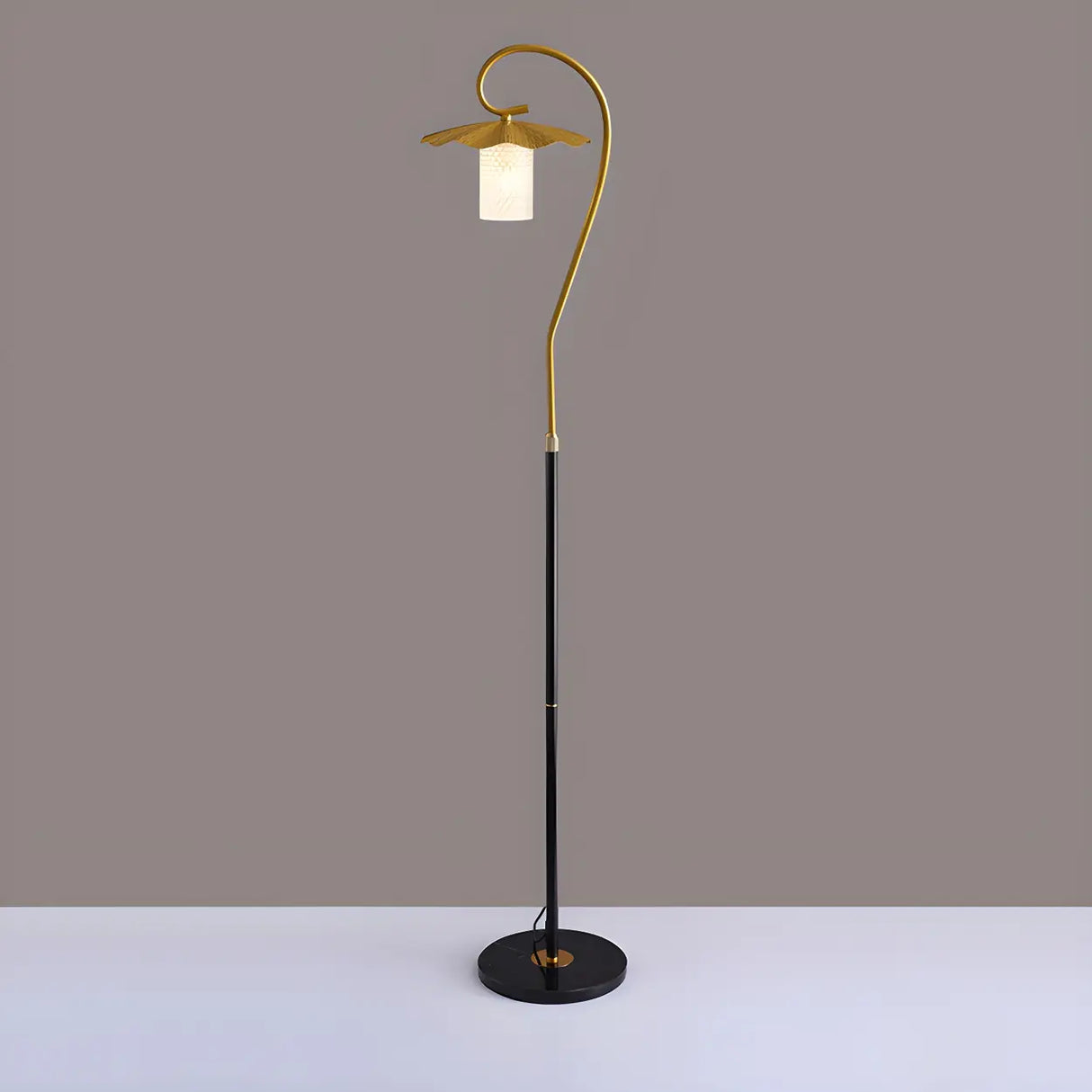 Vintage Green Lotus Leaf Metal LED Floor Lamp Image - 8