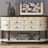 Vintage Half Moon Console Table with Floral Drawers Image - 3