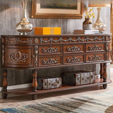 Vintage Half Moon Console Table with Floral Drawers Image - 9
