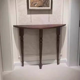 Vintage Half Moon Wood Black Standard Console Table Image - 3