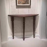 Vintage Half Moon Wood Black Standard Console Table Image - 3