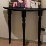 Vintage Half Moon Wood Black Standard Console Table Image - 4
