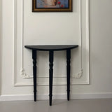 Vintage Half Moon Wood Black Standard Console Table Image - 5