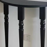 Vintage Half Moon Wood Black Standard Console Table Image - 6