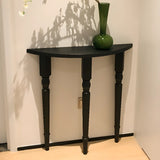Vintage Half Moon Wood Black Standard Console Table Image - 7