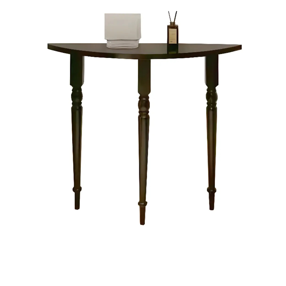 Vintage Half Moon Wood Black Standard Console Table Image - 8