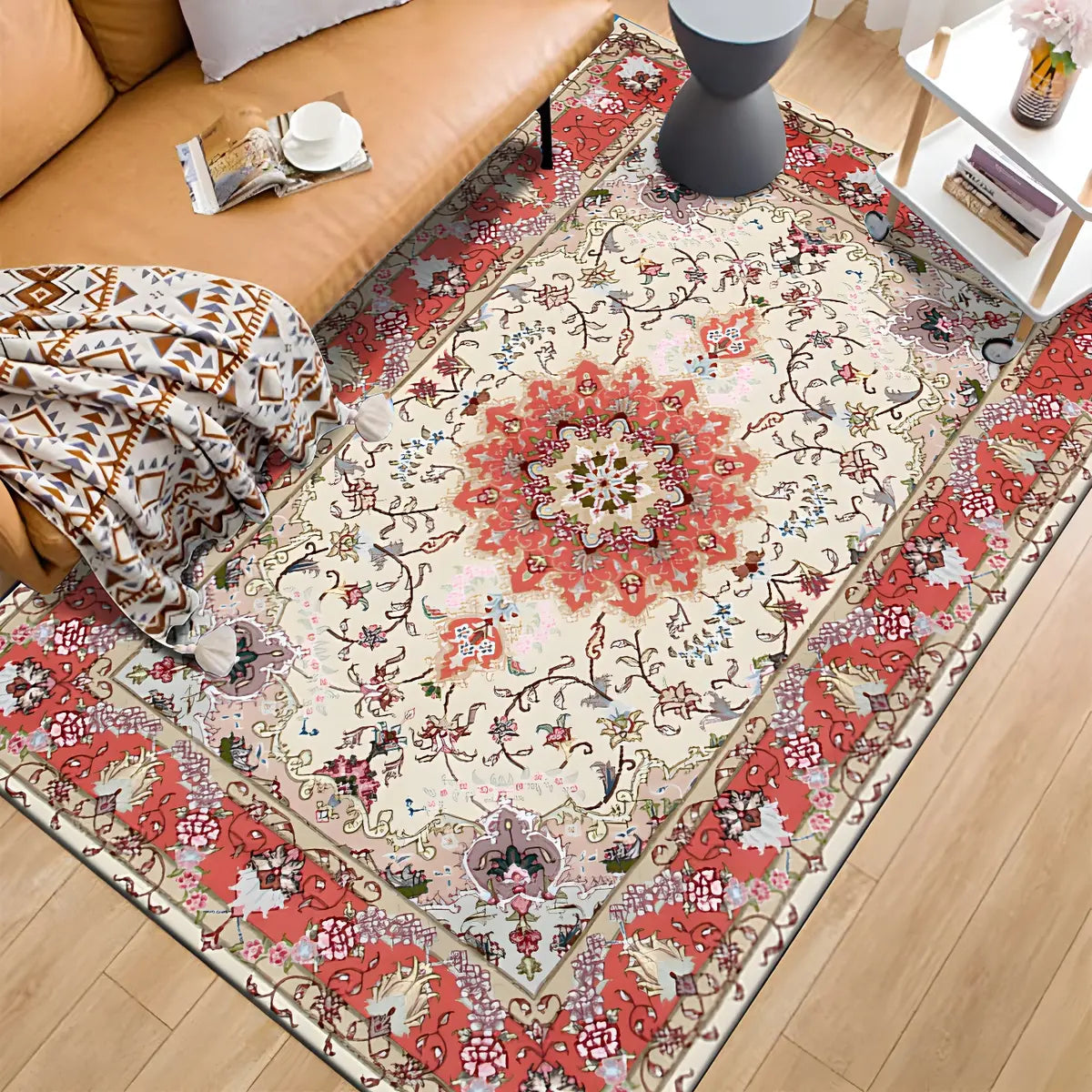 Vintage Imitation Wool Graphic Print Anti-Slip Area Rug Image - 6