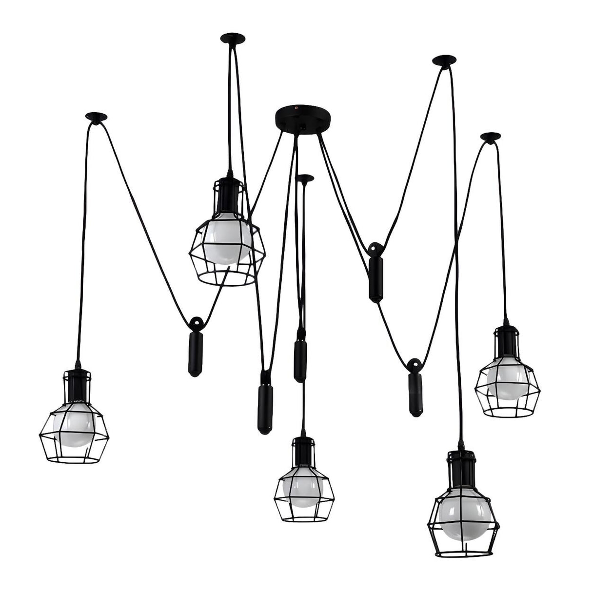 Vintage Industrial Black Metal Cage Pendant Light Image - 12