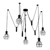 Vintage Industrial Black Metal Cage Pendant Light Image - 12