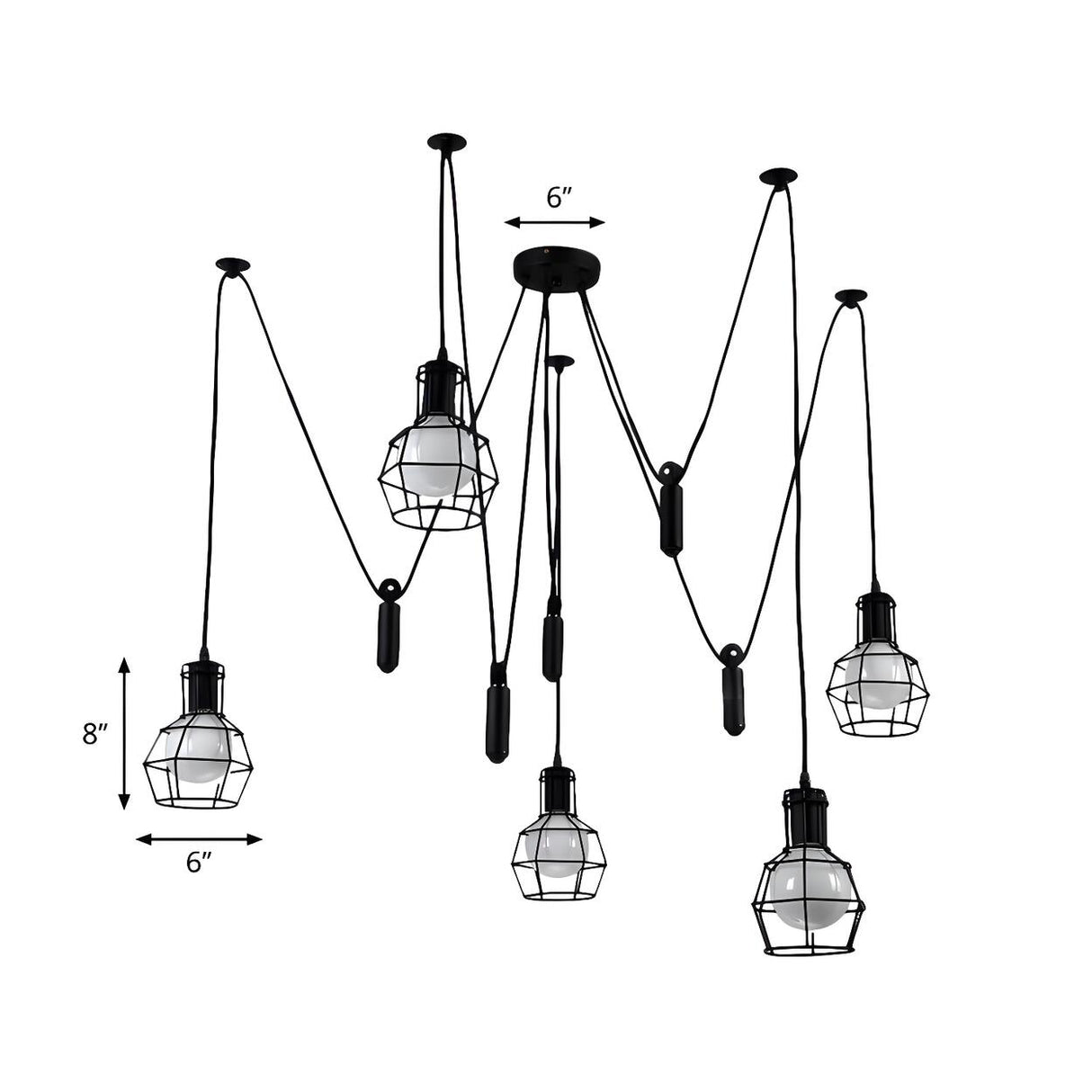 Vintage Industrial Black Metal Cage Pendant Light 