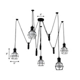 Vintage Industrial Black Metal Cage Pendant Light #size