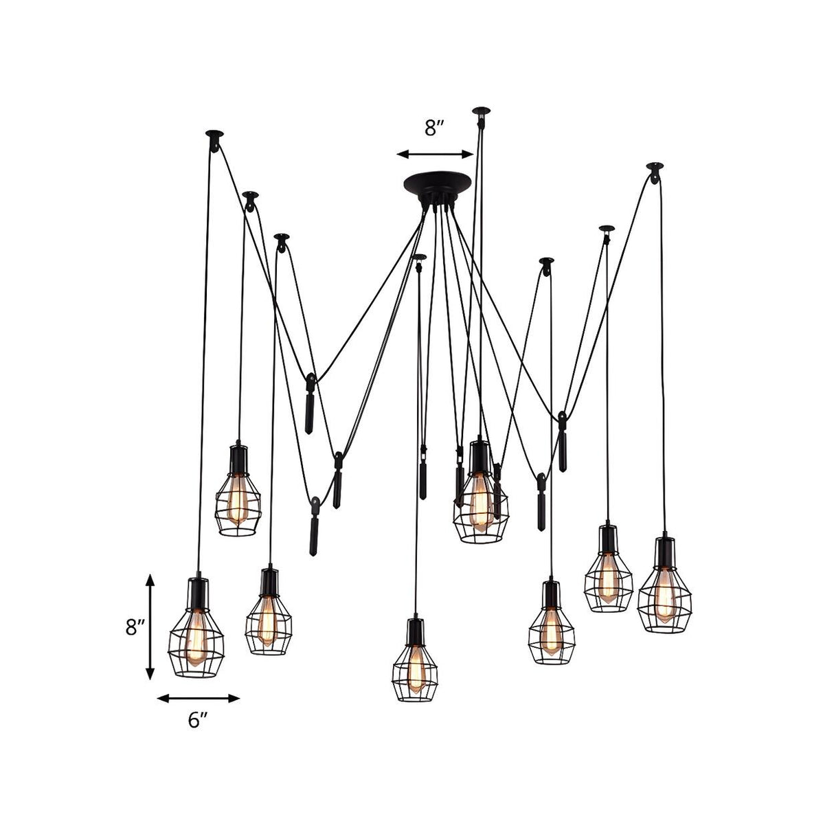 Vintage Industrial Black Metal Cage Pendant Light Image - 14