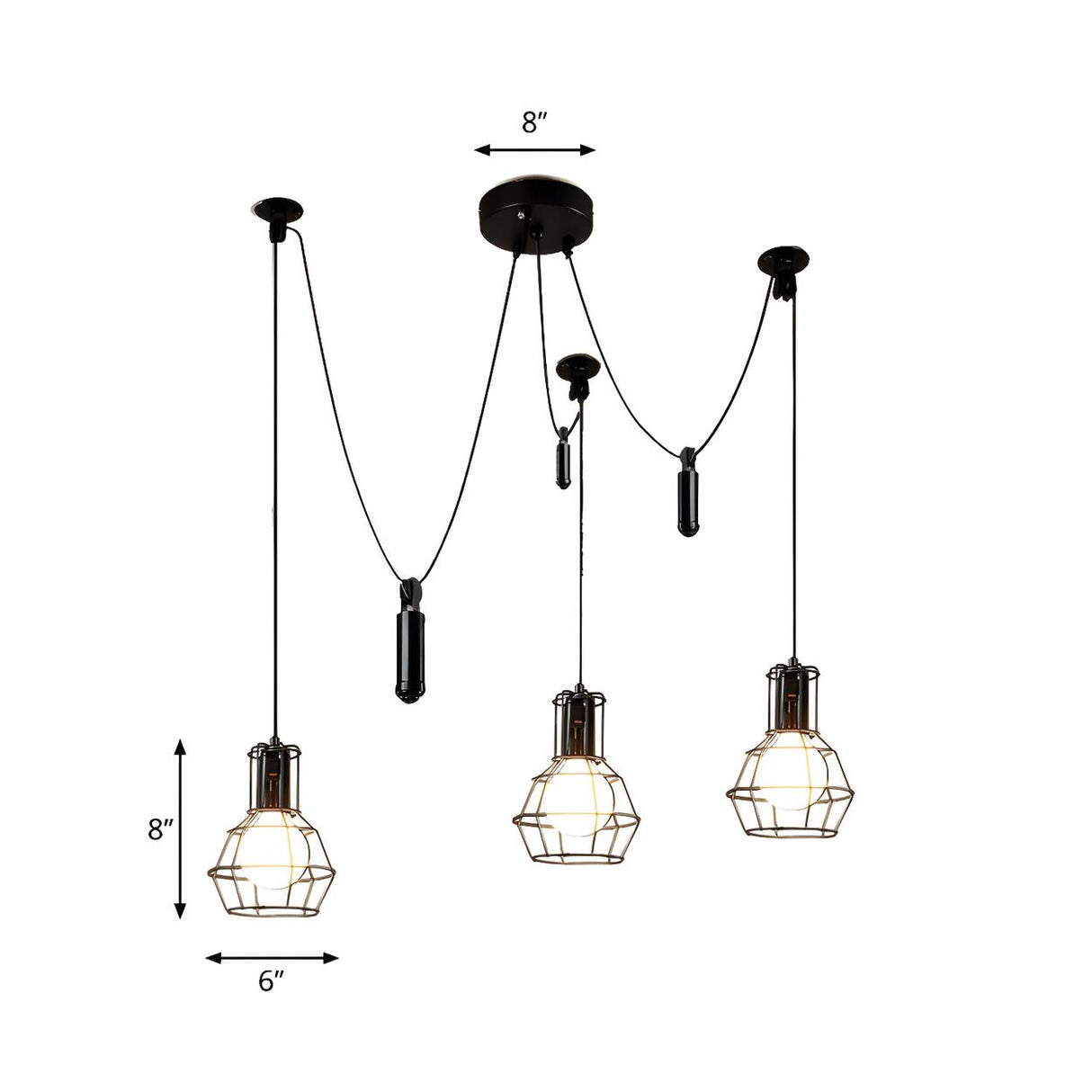 Vintage Industrial Black Metal Cage Pendant Light Image - 15