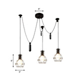 Vintage Industrial Black Metal Cage Pendant Light Image - 15