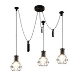Vintage Industrial Black Metal Cage Pendant Light Image - 4