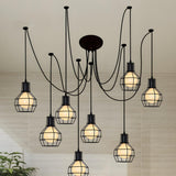 Vintage Industrial Black Metal Cage Pendant Light Image - 7