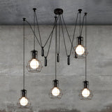 Vintage Industrial Black Metal Cage Pendant Light Image - 9
