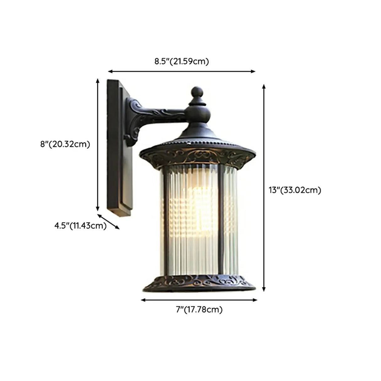 Vintage Industrial Cylindrical Glass External Wall Light 