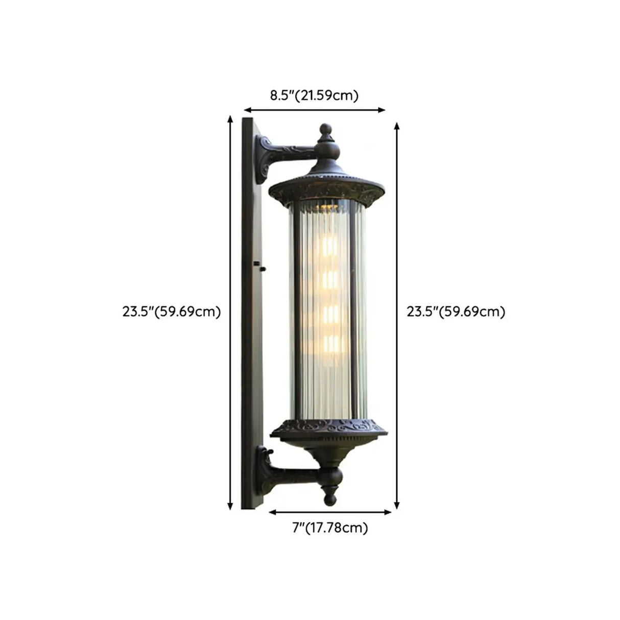 Vintage Industrial Cylindrical Glass External Wall Light Image - 18