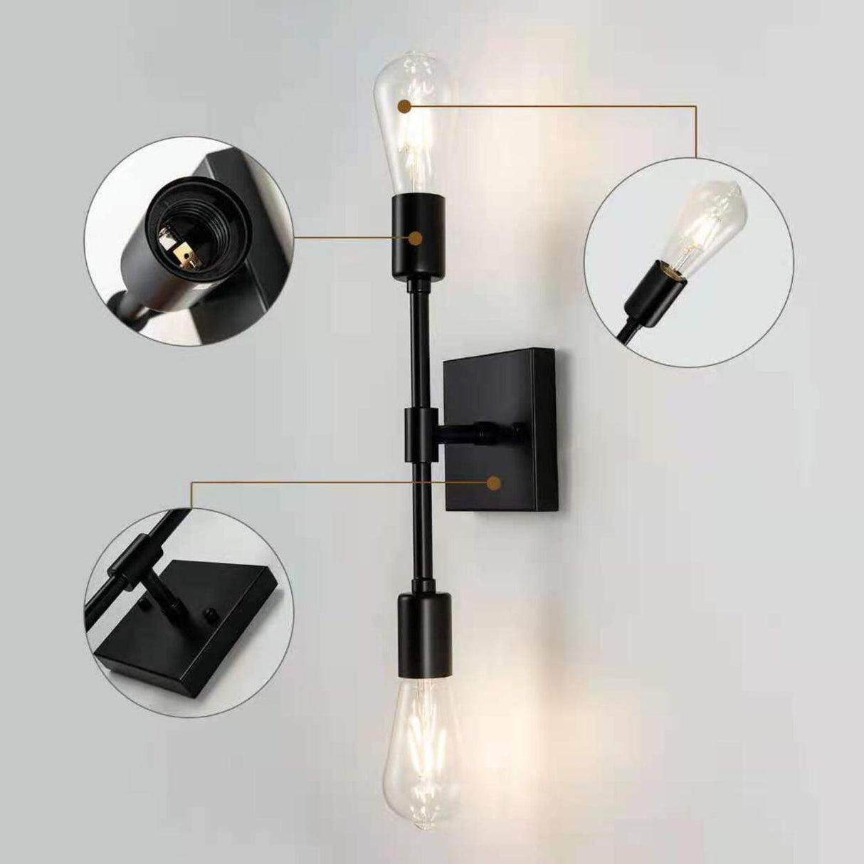 Vintage Industrial Double Bulb Vanity Wall Light Image - 13
