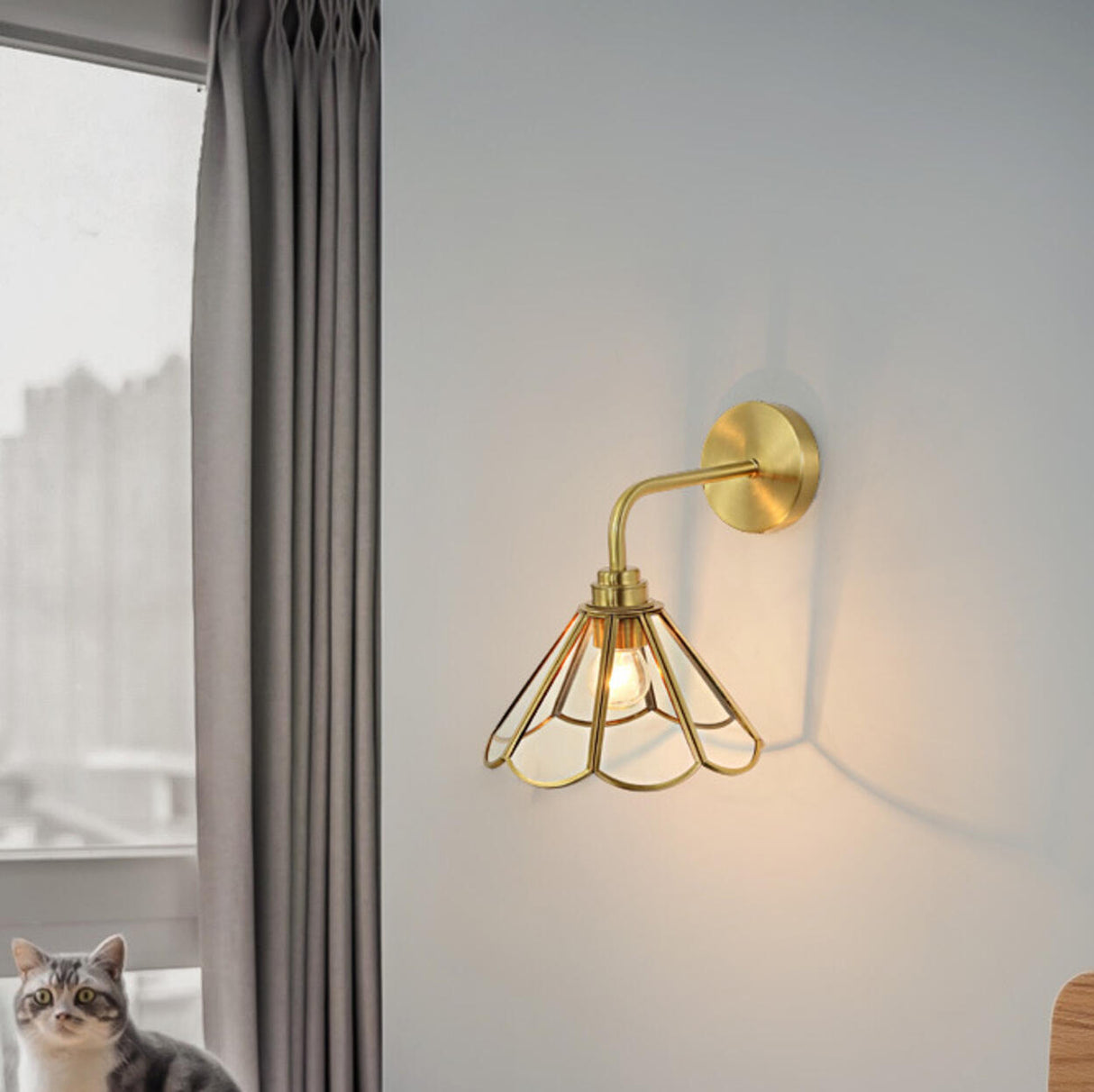 Vintage Industrial Floral Brass  Wall Sconce Image - 1