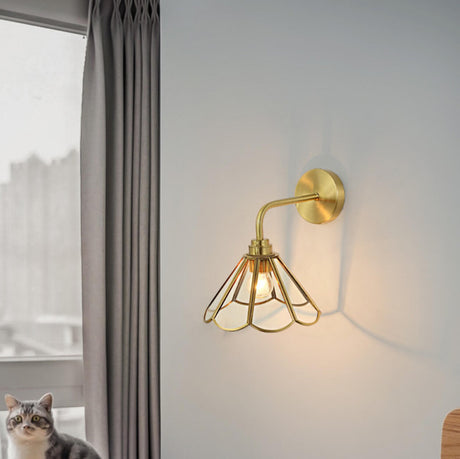 Vintage Industrial Floral Brass  Wall Sconce Image - 1