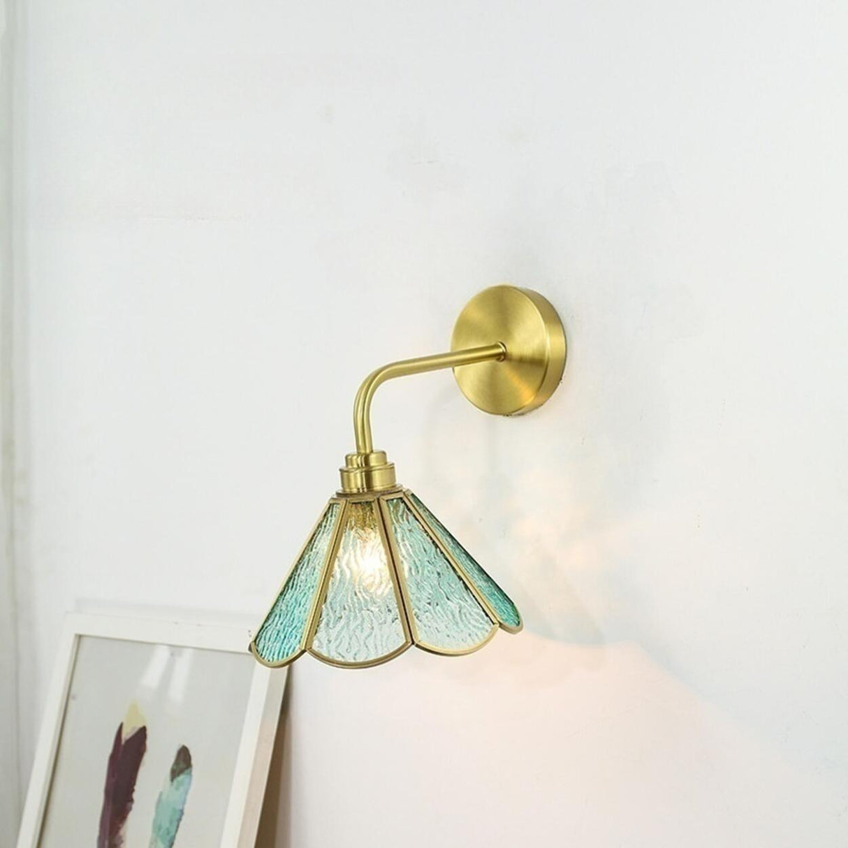 Vintage Industrial Floral Brass  Wall Sconce Image - 13