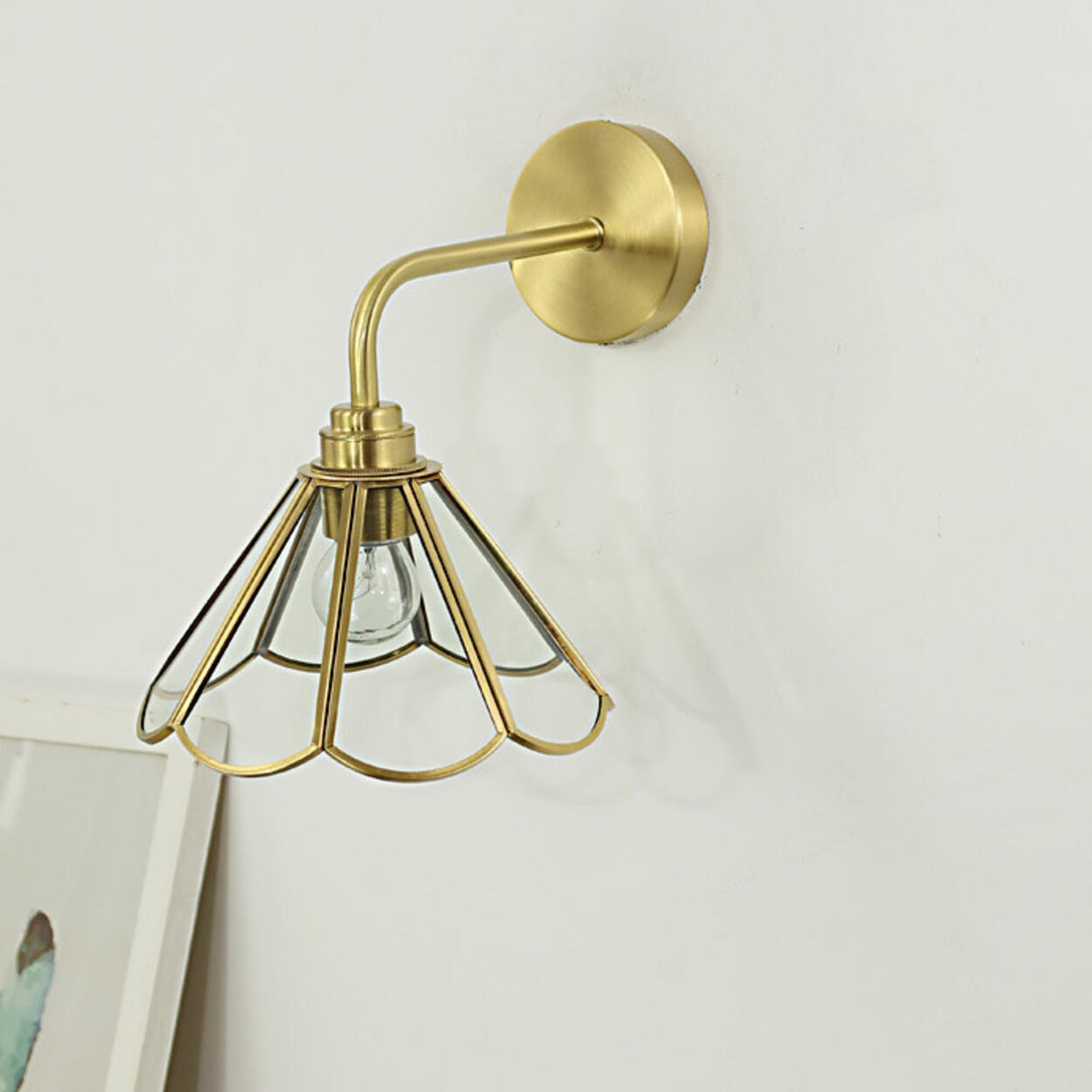 Vintage Industrial Floral Brass  Wall Sconce Image - 14