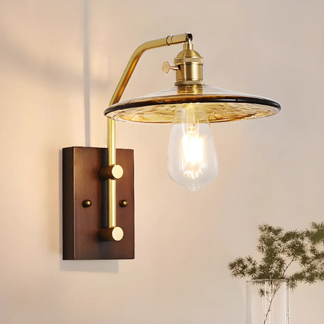 Vintage Industrial Glass Shade Wall Sconce Image - 2