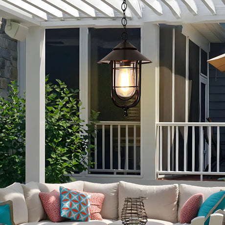 Vintage Industrial Lantern Outdoor Pendant Light Image - 1