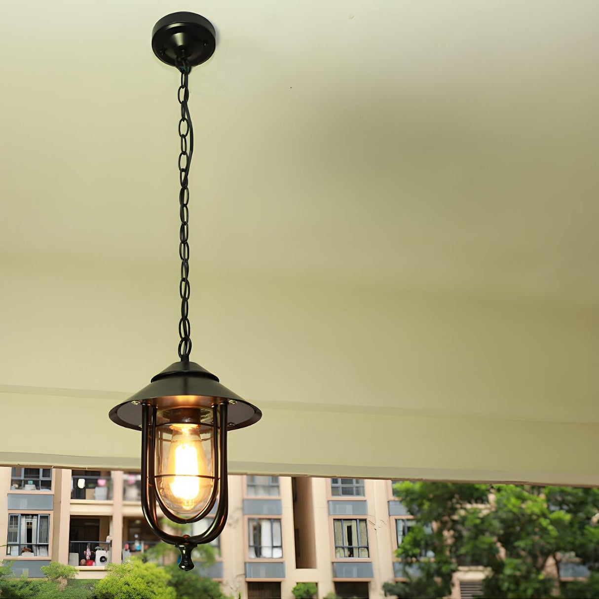Vintage Industrial Lantern Outdoor Pendant Light Image - 4