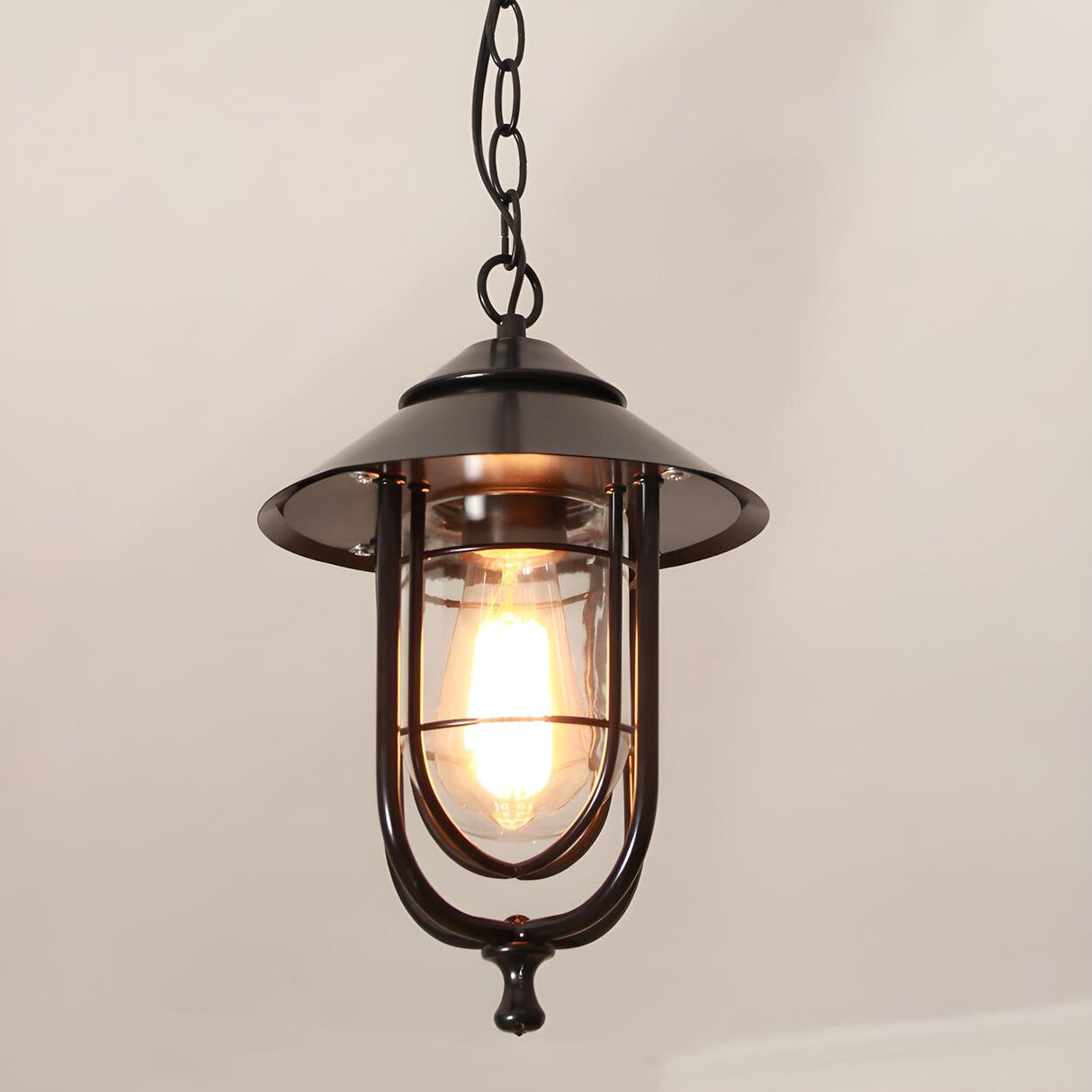 Vintage Industrial Lantern Outdoor Pendant Light Image - 5