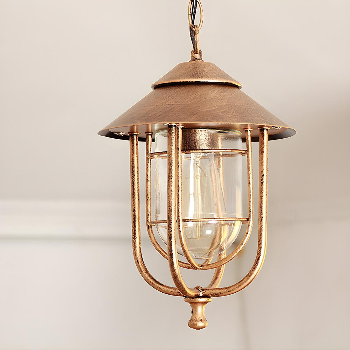 Vintage Industrial Lantern Outdoor Pendant Light Image - 8