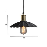 Vintage Industrial Metal Black Scalloped Pendant Light Image - 4