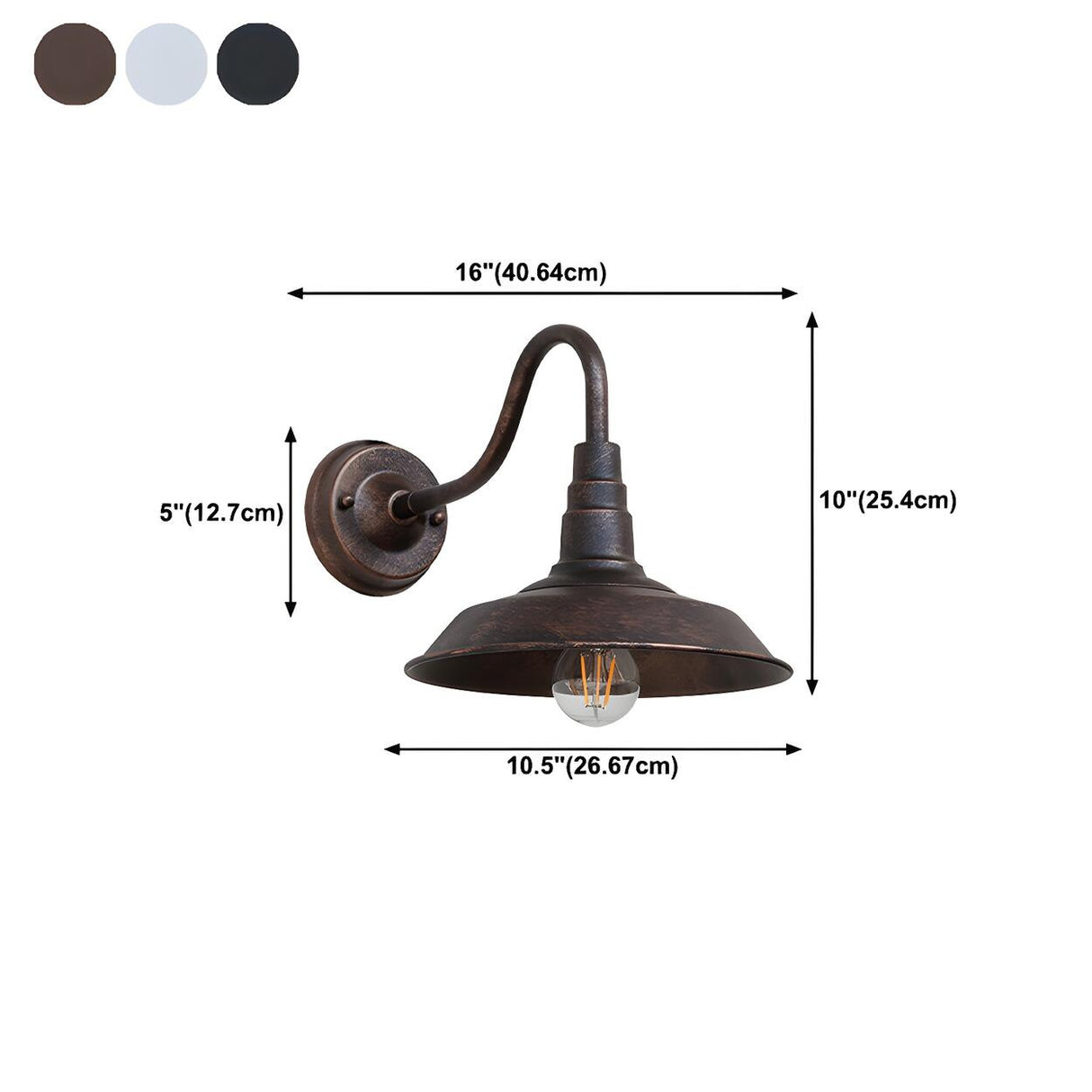 Vintage Industrial Outdoor Cone Metal Wall Sconce 