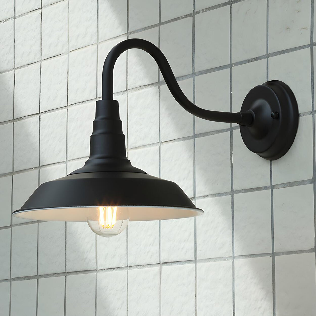 Vintage Industrial Outdoor Cone Metal Wall Sconce Image - 7