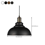 Vintage Industrial Round Matte Metal Pendant Light #size