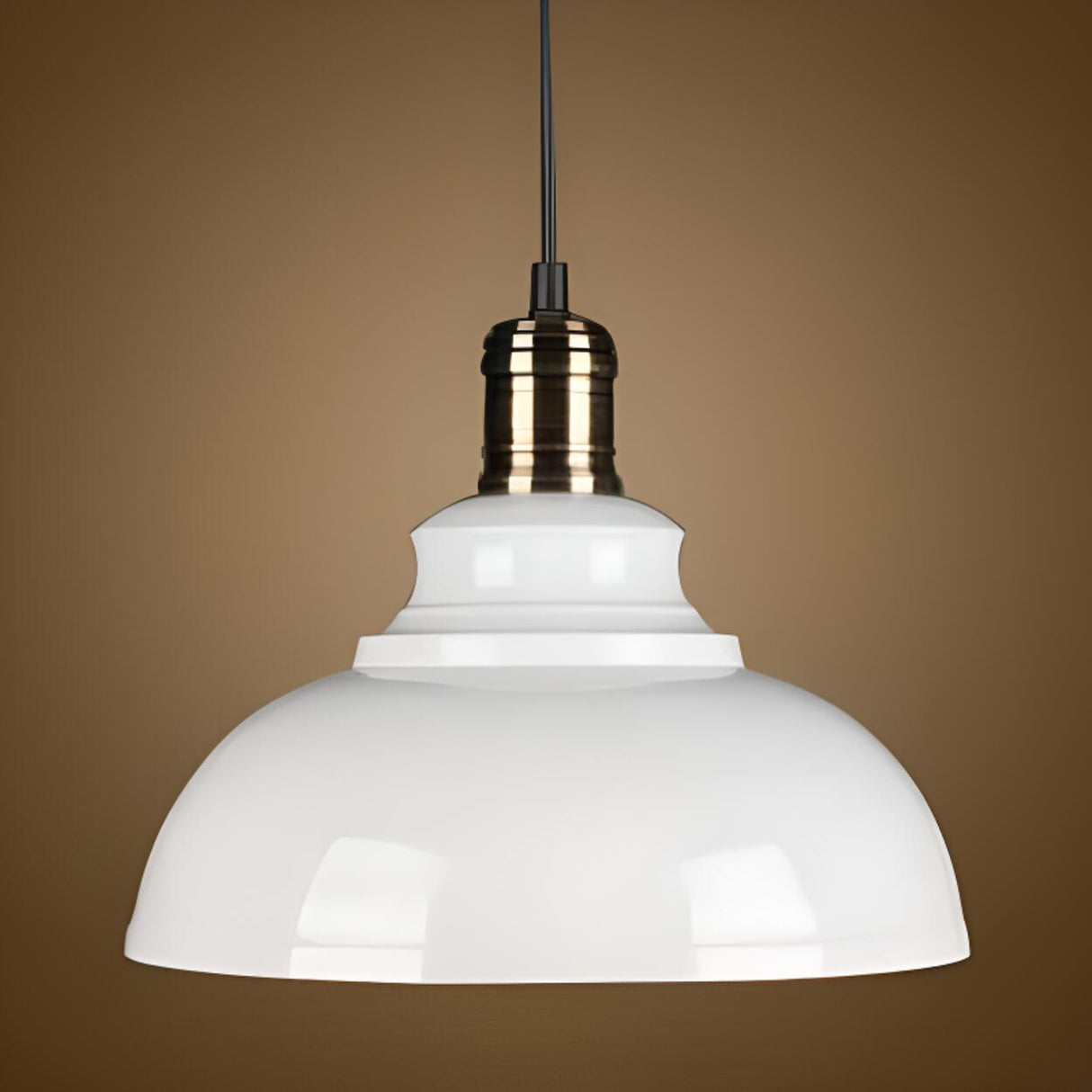 Vintage Industrial Round Matte Metal Pendant Light Image - 3