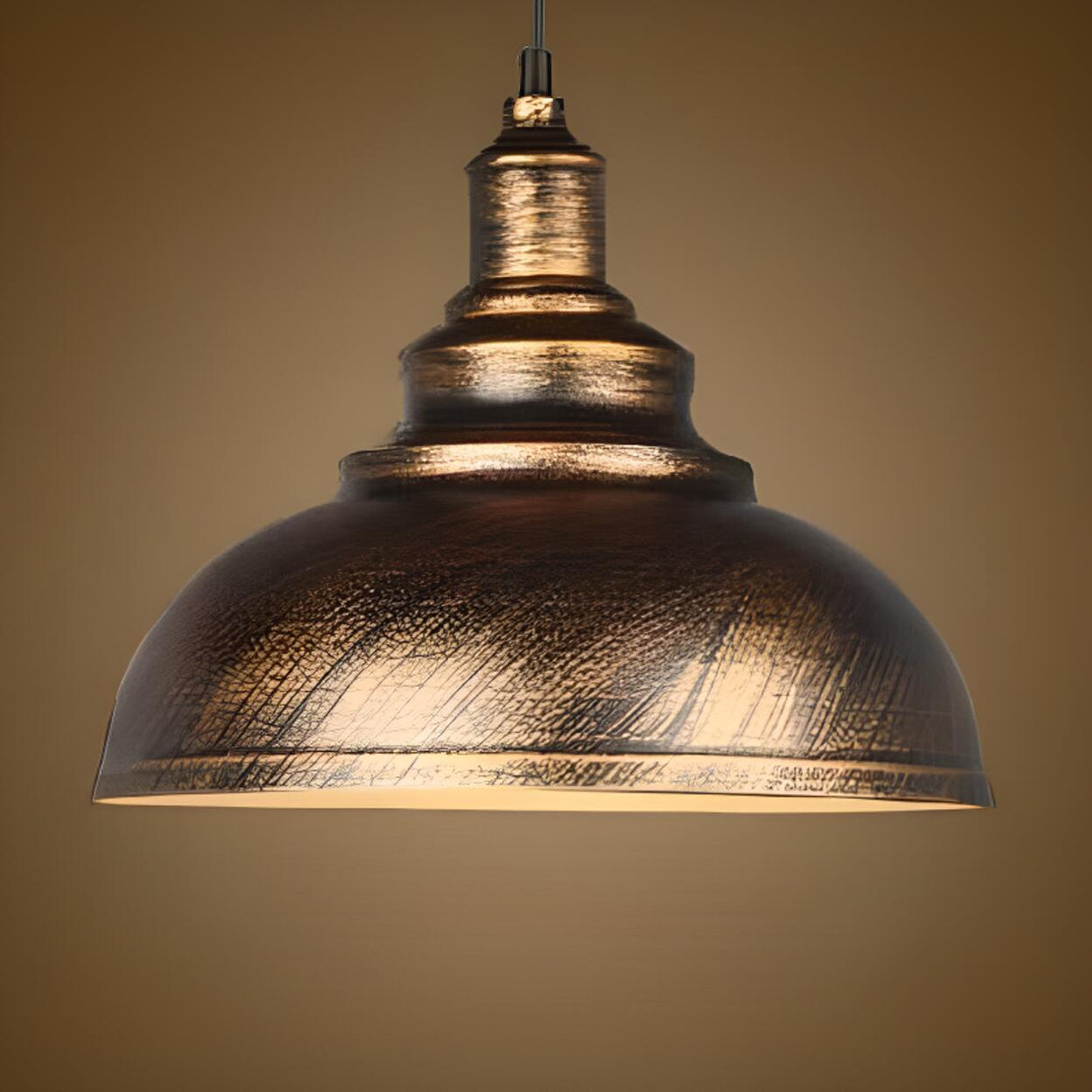 Vintage Industrial Round Matte Metal Pendant Light Image - 5