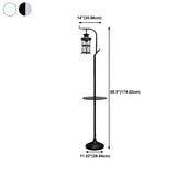 Vintage Lantern Black Metal Floor Lamp with Shelf #size