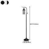 Vintage Lantern Black Metal Floor Lamp with Shelf Image - 14