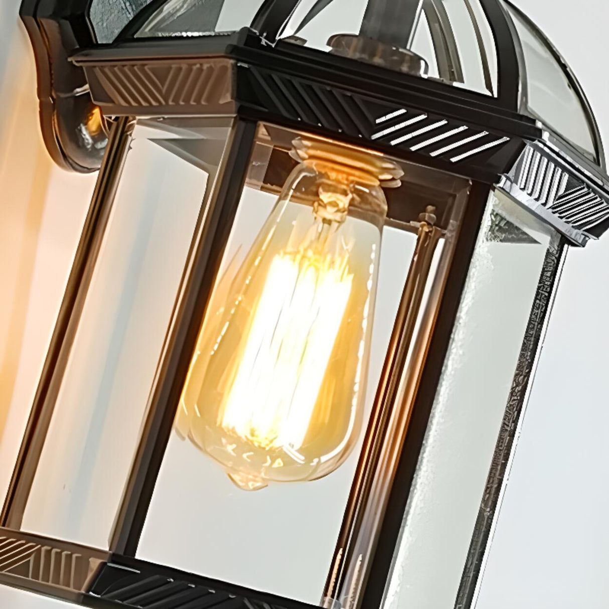 Vintage Lantern Black Outdoor Wall Sconce Image - 11