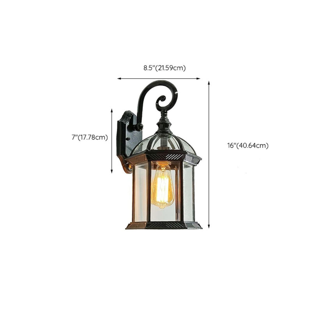 Vintage Lantern Black Outdoor Wall Sconce 