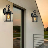 Vintage Lantern Black Outdoor Wall Sconce Image - 2